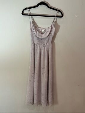 zara green printed dress Zara Light Green Floral Maxi Dress with Metallic Details- Size S – The  Saved Collection main image 0